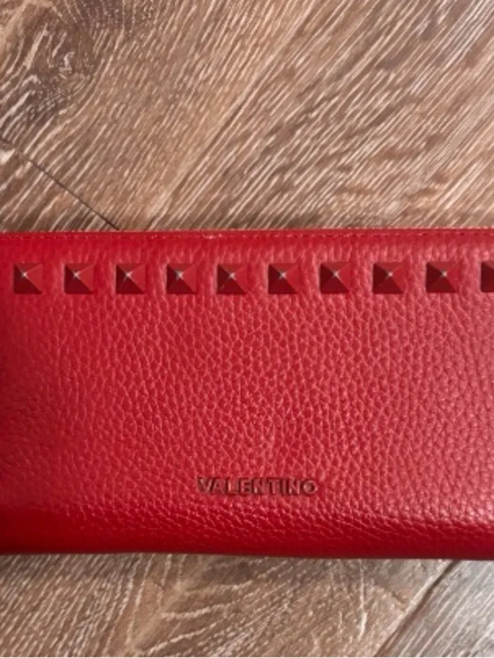 Valentino Red Leather Studded Card Holder - Picture 1 of 3